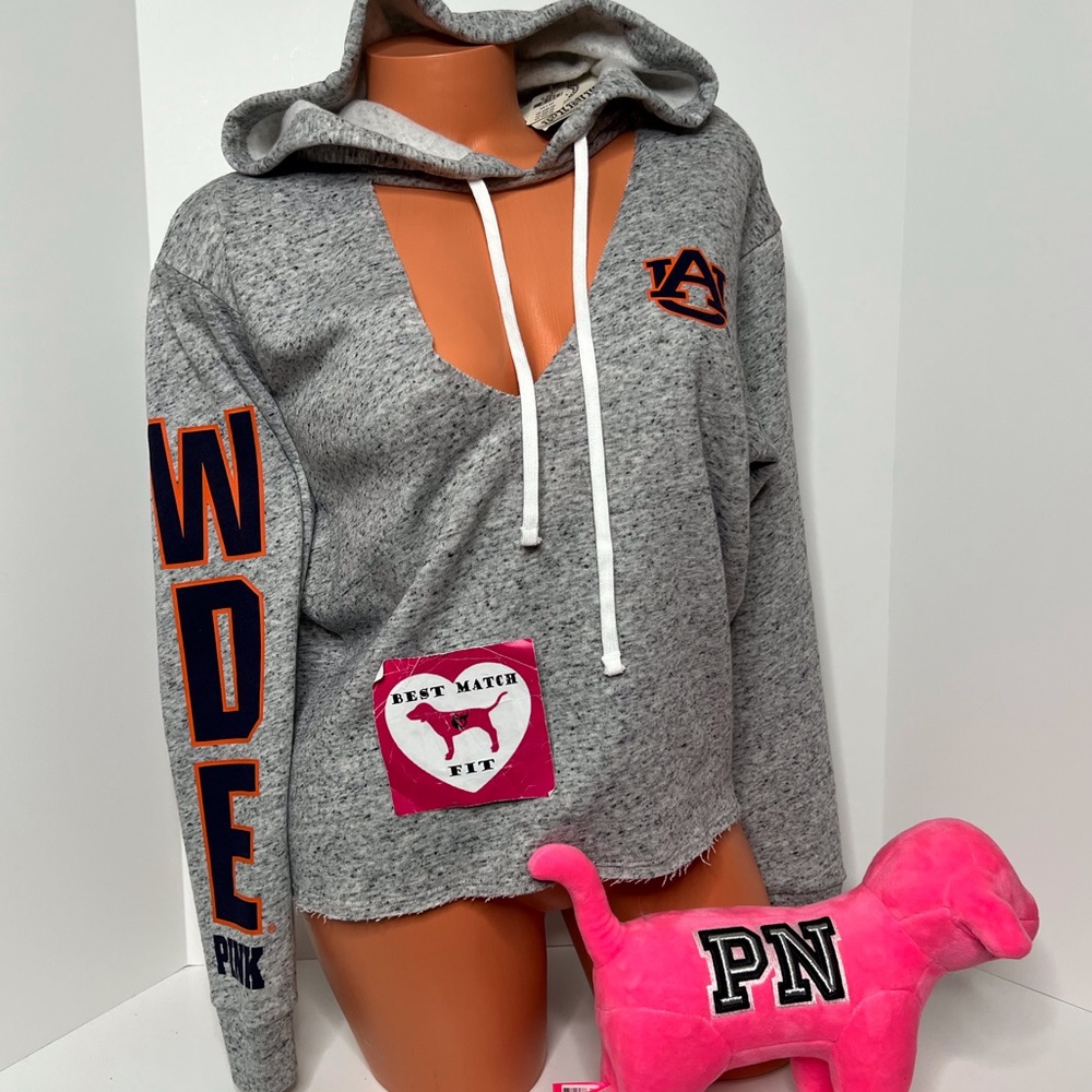 Victoria’s Secret PINK XS Logo Hoodie Cut Out Auburn University Plunge